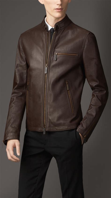 burberry brown leather jacket men|burberry windbreaker men's.